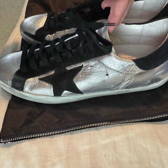 Golden Goose Silver and Black Distressed Sneakers - Picture 6 of 15